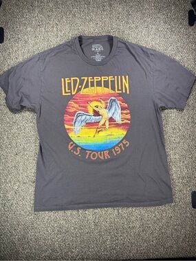 Led Zeppelin U.S. Tour 1975 Graphic Tee - Charcoal Gray
